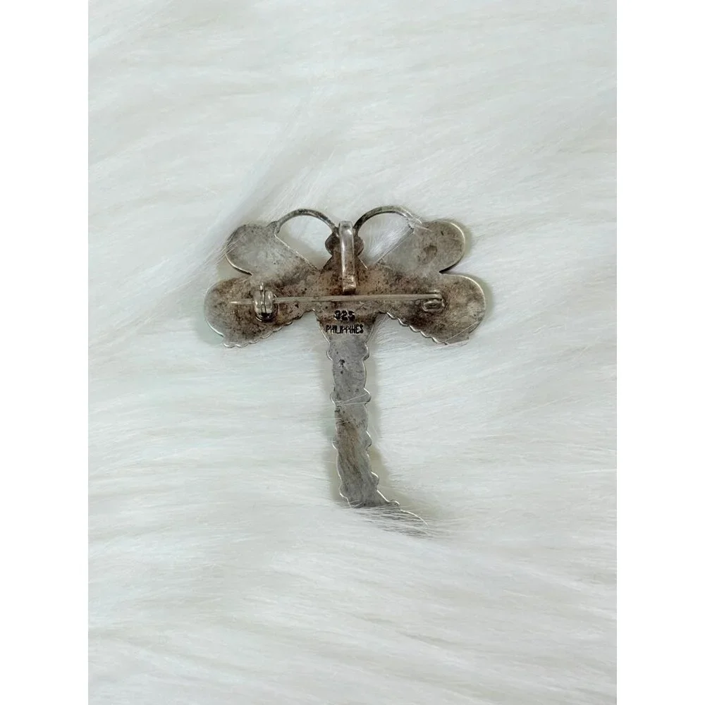 Sterling‎ Silver 925 Multicolor Dragonfly Brooch
